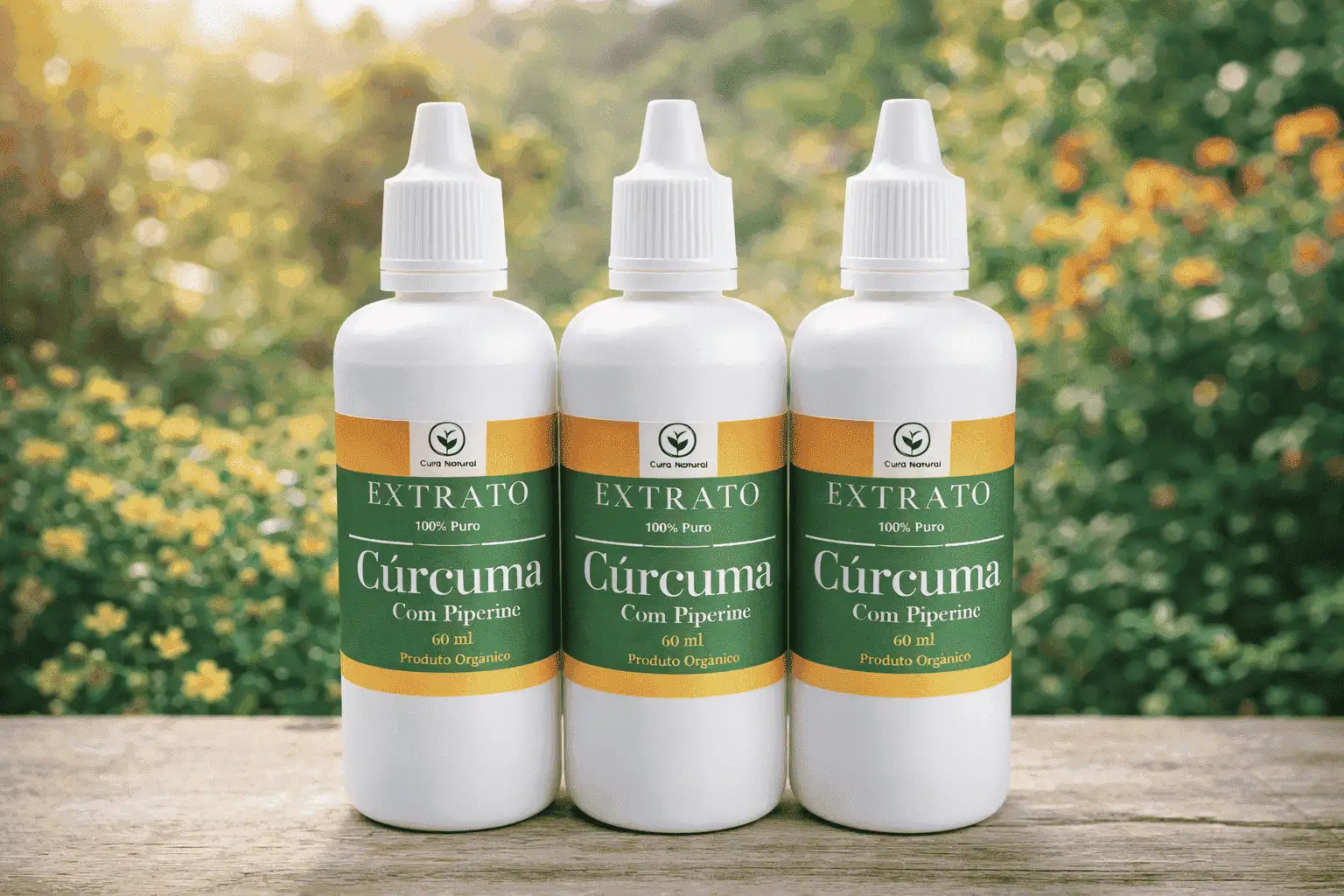 EXTRATO DE CÚRCUMA LONGA COM PIPERINA - KIT COM 3 UNIDADES - BRINDE 1 MAÇO DE AGULHAS DE PINHEIRO